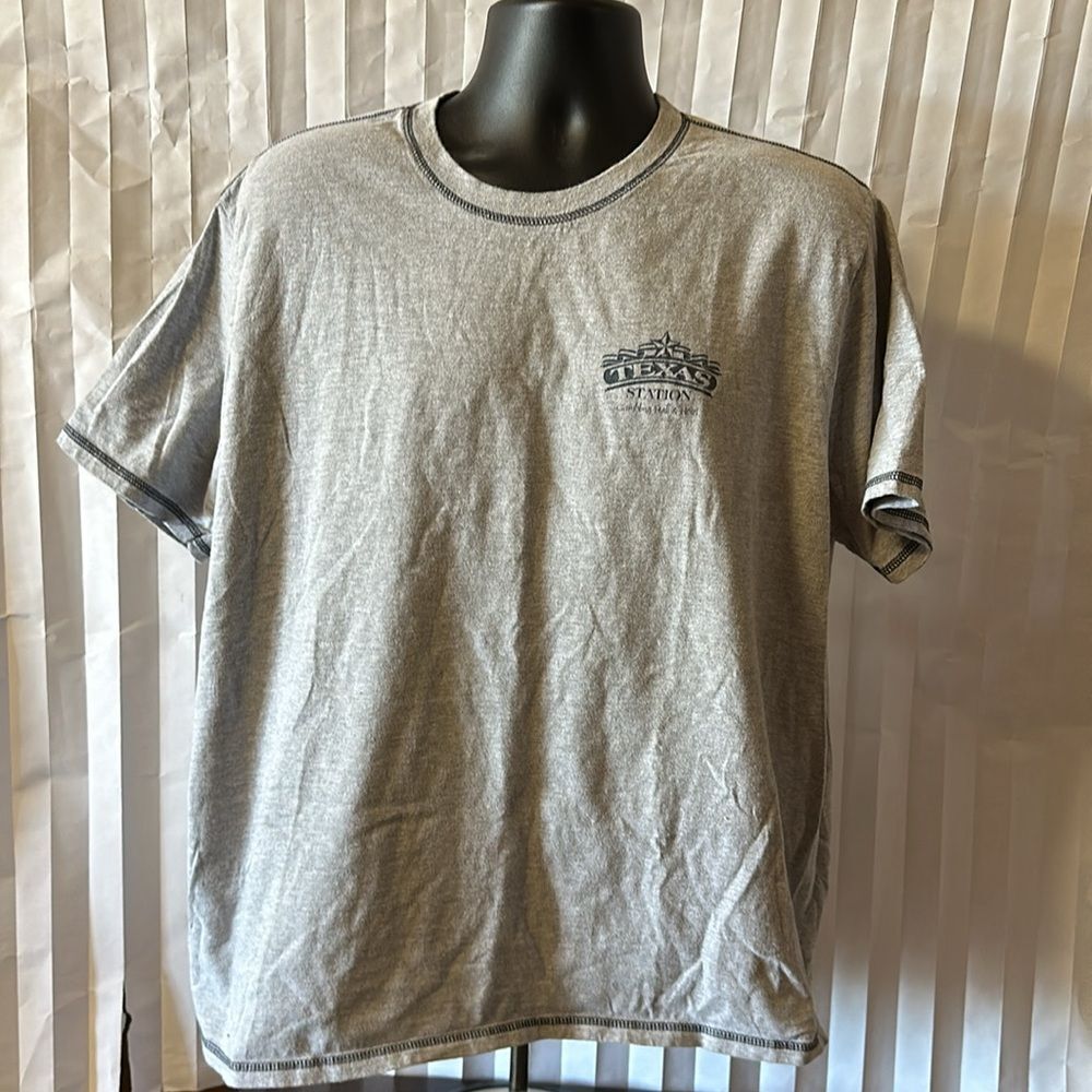 Texas Station Casino Tee Shirt Size 2XL Gray/Blue Short Sleeve Graphic Logo